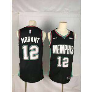 NBA Grizzlies 12 Ja Morant 20th Season Classic Black Men Jersey