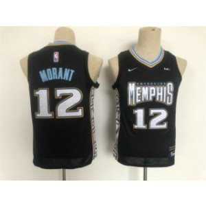 NBA Grizzlies 12 Ja Morant Black 2022-23 City Edition Basketball Youth Jersey