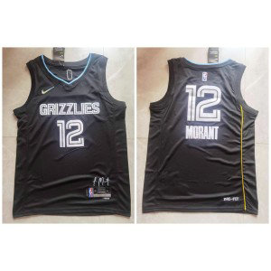 NBA Grizzlies 12 Ja Morant Black Nike Men Jersey NBA Grizzlies 12 Ja Morant Black Nike Men Jersey