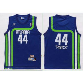 NBA Hawks 44 Pete Maravich Blue Hardwood Classics Swingman Men Jersey