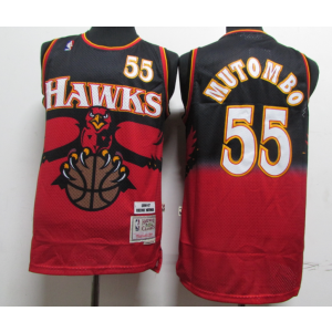 NBA Hawks 55 Dikembe Mutombo Red Throwback Men Jersey