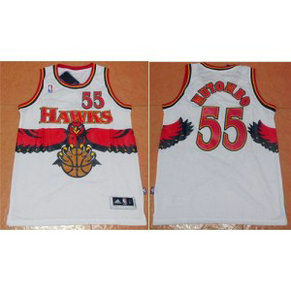 NBA Hawks 55 Dikembe Mutombo White Throwback Men Jersey