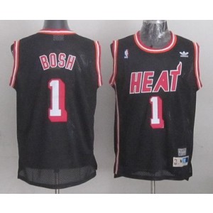 NBA Heat 1 Chris Bosh Black Hardwood Classics Nights Men Jersey