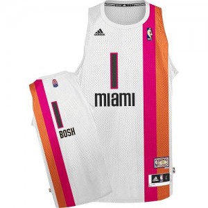 NBA Heat 1 Chris Bosh White ABA Hardwood Classic Men Jersey