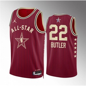 NBA Heat 22 Jimmy Butler Crimson 2024 All Star Jordan Men Jersey