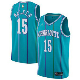 NBA Hornets 15 Kemba Walker Aqua Jordan Hardwood Classics Swingman Men Jersey