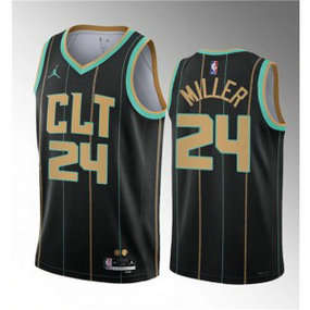 NBA Hornets 24 Brandon Miller Black 2023 Draft City Edition Jordan Men Jersey