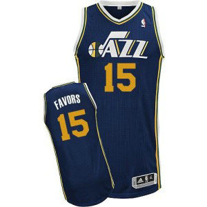 NBA Jazz 15 Derrick Favors Navy Blue Revolution 30 Men Jersey