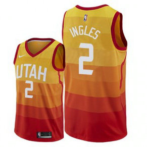 NBA Jazz 2 Joe Ingles City Edition Red Gold Nike Men Jersey
