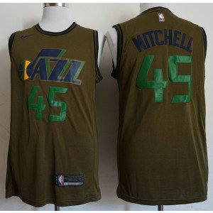NBA Jazz 45 Donovan Mitchell Olive Nike Swingman Men Jersey