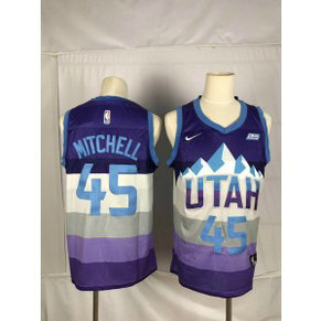 NBA Jazz 45 Donovan Mitchell Purple City Edition Nike Men Jersey
