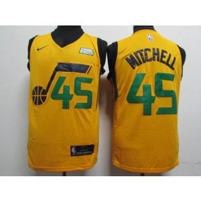 NBA Jazz 45 Donovan Mitchell Yellow Nike Swingman Jersey (with logo)