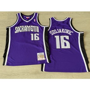 NBA Kings 16 Peja Stojakovic Blue Hardwood Classics Men Jersey