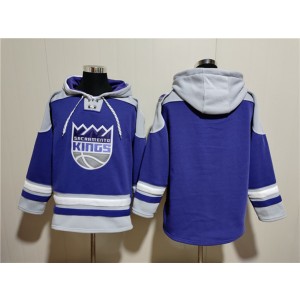 NBA Kings Blank Purple Gray Lace-Up Pullover Hoodie