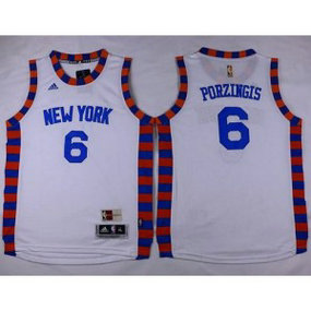 NBA Knicks 6 Kristaps Porzingis White Hardwood Classics Performance Youth Jersey