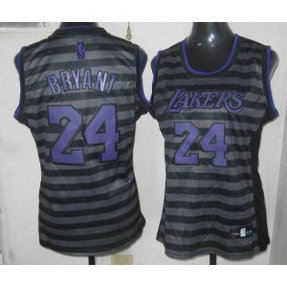 NBA Lakers 24 Kobe Bryant Black-Grey Groove Women Jersey