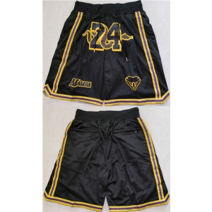 NBA Lakers 24 Kobe Bryant Black Shorts (Run Small)