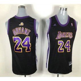 NBA Lakers 24 Kobe Bryant Black With Purple Women Jersey