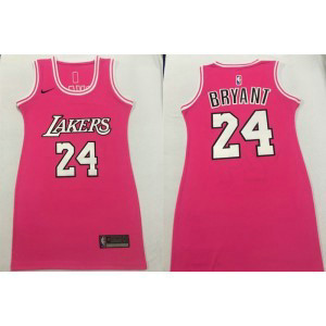 NBA Lakers 24 Kobe Bryant Pink Dress Women Jersey