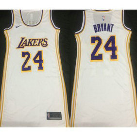 NBA Lakers 24 Kobe Bryant White Nike Women Dress