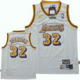 NBA Lakers 32 Magic Johnson White Throwback Youth Jersey