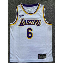 NBA Lakers 6 LeBron James White Youth Jersey