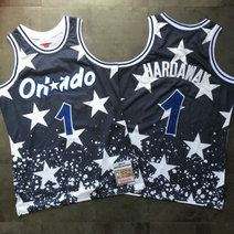 NBA Magic 1 Anfernee Hardaway Navy 1994-95 Hardwood Classics Men Jersey