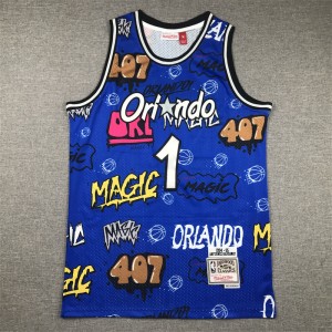 NBA Magic 1 McGrady Blue Throwback Men Jersey