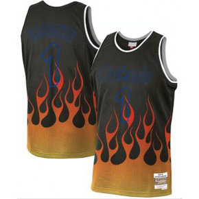 NBA Magic 1 Penny Hardaway Black 1994-95 Hardwood Classics Flames Men Jersey