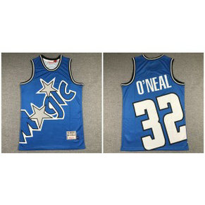 NBA Magic 32 Shaquille O'Neal Blue Hardwood Classics Men Jersey