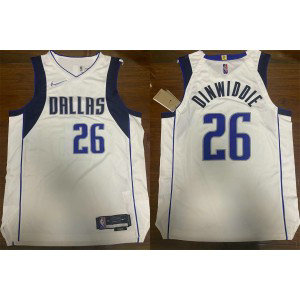 NBA Mavericks 26 Spencer Dinwiddie White New AU Style Men Jersey
