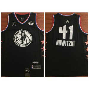 NBA Mavericks 41 Dirk Nowitzki 2019 All-Star Black Swingman Men Jersey