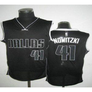 NBA Mavericks 41 Dirk Nowitzki Black White Revolution 30 Men Jersey