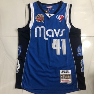 NBA Mavericks 41 Dirk Nowitzki Blue Hardwood Classics Men Jersey NBA Mavericks 41 Dirk Nowitzki Blue Hardwood Classics Men Jersey