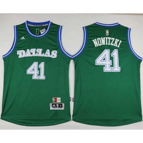 NBA Mavericks 41 Dirk Nowitzki Green Hardwood Classics Performance Men Jersey