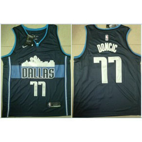 NBA Mavericks 77 Luka Doncic Navy Blue 2018 NBA Draft Nike Men Jersey