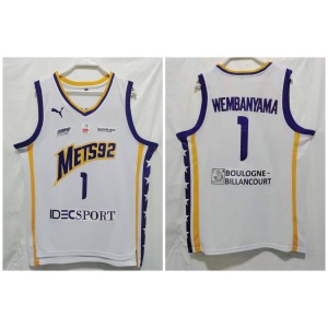 NBA Mets92 1 Wembanyama White Men Jersey