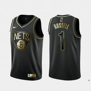 NBA Nets 1 D'Angelo Russell Black Gold Nike Men Jersey NBA Nets 1 D'Angelo Russell Black Gold Nike Men Jersey