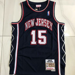 NBA Nets 15 Carter Navy Throwback Men Jersey