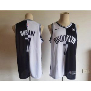 NBA Nets 7 Kevin Durant Black White Split Basketball Men Jersey