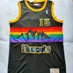 NBA Nuggets 15 Nikola Jokic Black Hardwood Classics Men Jersey