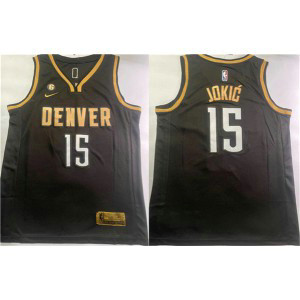 NBA Nuggets 15 Nikola Jokic Black With NO.6 Patch Nike Men Jersey