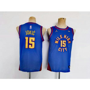 NBA Nuggets 15 Nikola Jokic Blue Jordan Youth Jersey