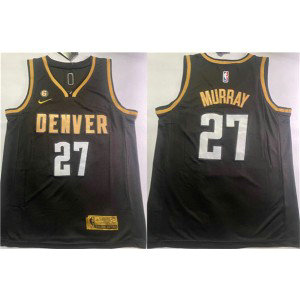NBA Nuggets 27 Jamal Murray Black With NO.6 Patch Nike Men Jersey