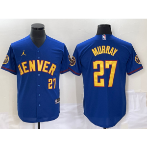 NBA Nuggets 27 Jamal Murray Blue Baseball Jordan Men Jersey
