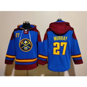 NBA Nuggets 27 Jamal Murray Blue Red Lace-Up Pullover Hoodie