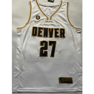 NBA Nuggets 27 Jamal Murray White Gold Nike Men Jersey