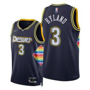 NBA Nuggets 3 Nah'Shon Hyland Navy 75th Anniversary City Nike Men Jersey