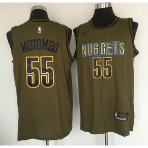 NBA Nuggets 55 Dikembe Mutombo Olive Nike Swingman Men Jersey