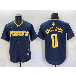 NBA Pacers 0 Haliburton Blue Finals Baseball Vapor Limited Men Jersey